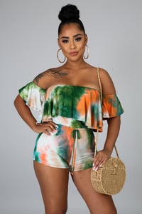 Tie die Ruffle Romper 