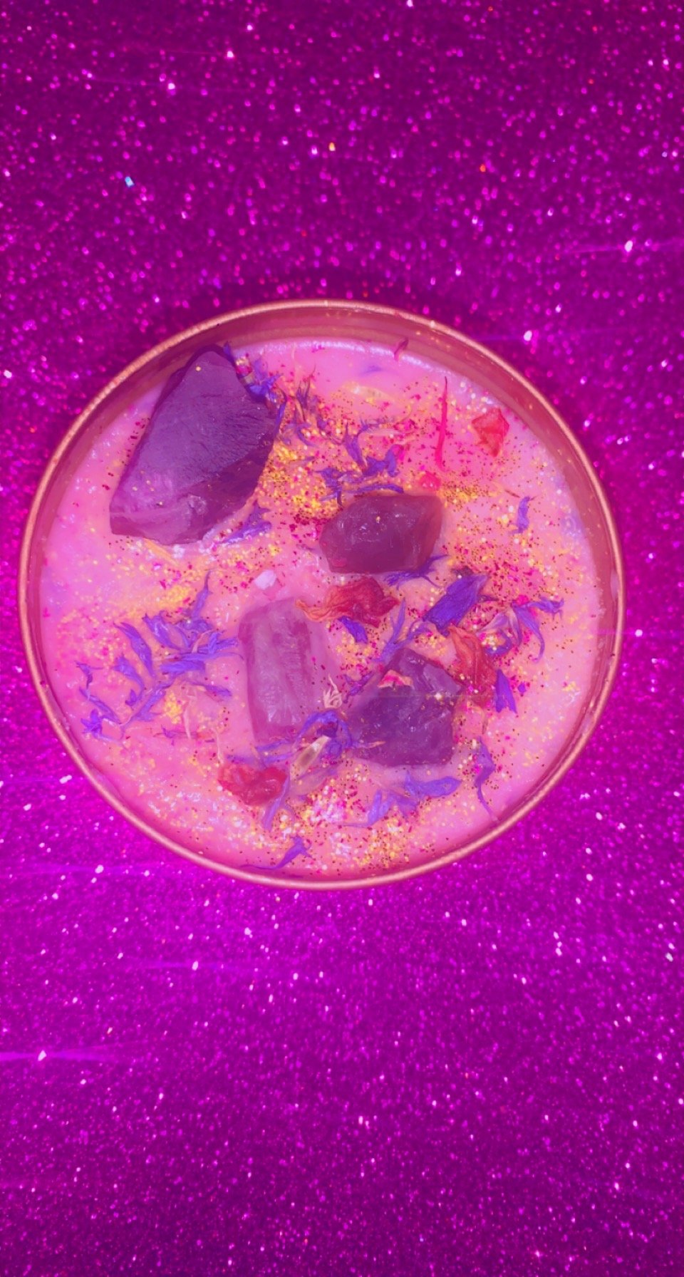 Image of ElegantVibez Signature candle!  Beautifully Healed “Enchanted” Amethyst Candles (Low in stock)