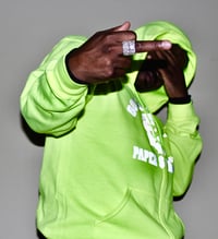 Image 1 of NEON GREEN GIGP$ REFLECTIVE ZIPPER HOODIE