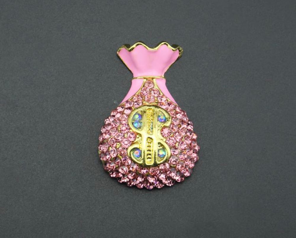 Image of Pink Money Bag Brooch Pin