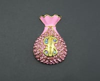 Image 1 of Pink Money Bag Brooch Pin