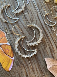 Image 3 of Crystal Encrusted Crescent Moon Earrings