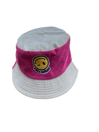 Image 1 of Pink and white curdaroy bucket hat 