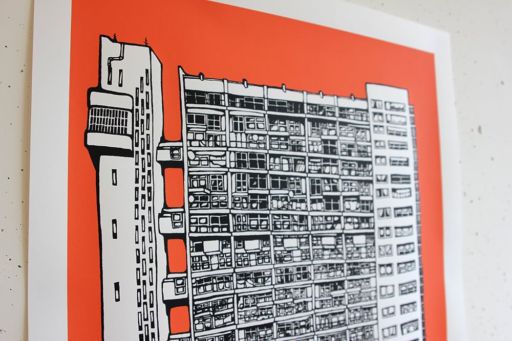 Image of Trellick Tower - Coral Pink
