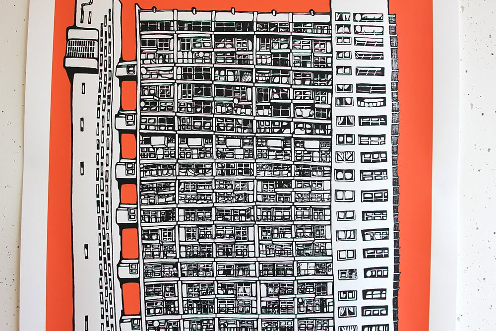 Image of Trellick Tower - Coral Pink