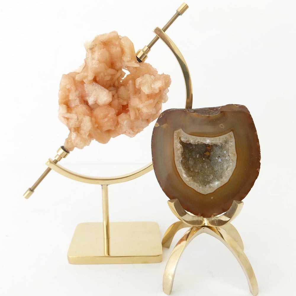 Image of Stilbite no.01 + Brass Arc Stand