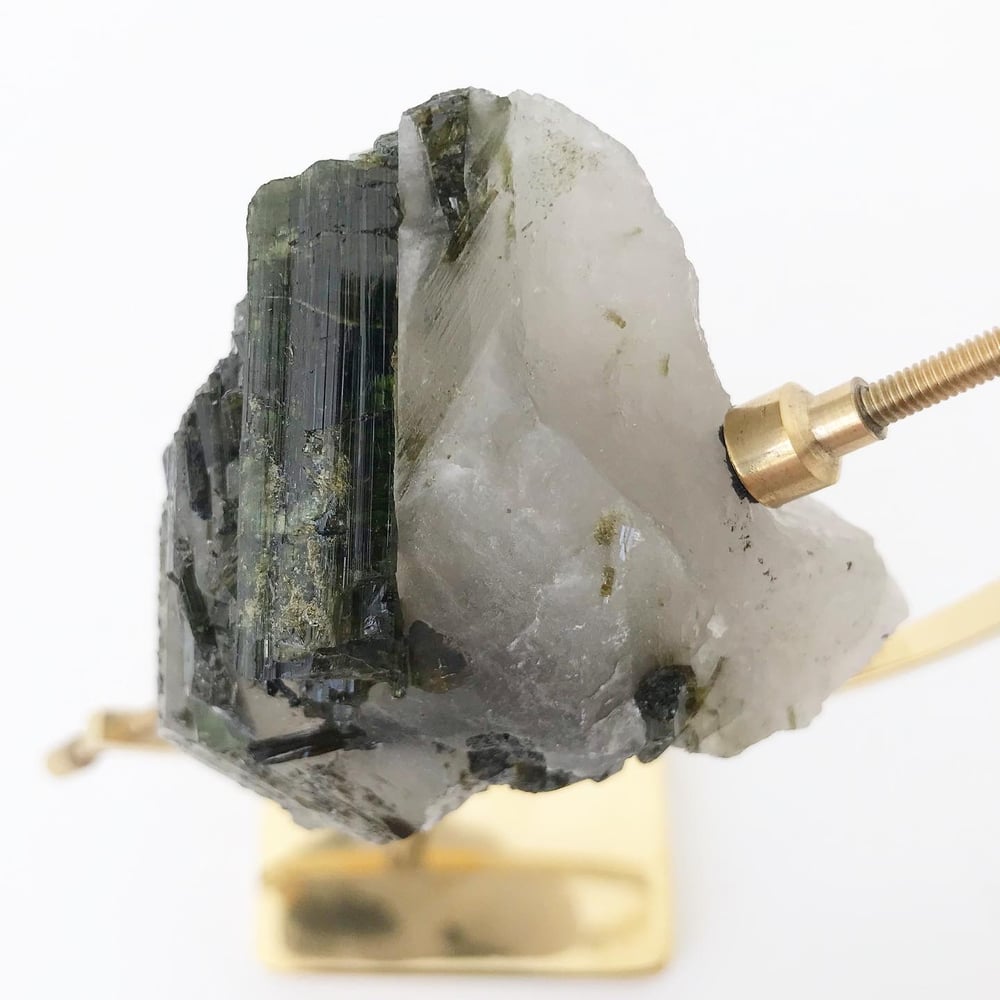 Image of Green Tourmaline no.03 + Brass Arc Stand