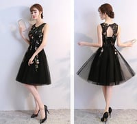 Image 1 of Cute Black Short Tulle Floral Homecoming Dress, Short Party Dress