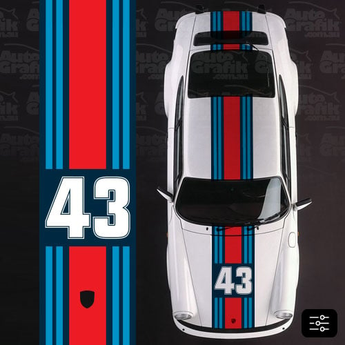 Image of MARTINI RACING WIDE OVER STRIPE WITH CUSTOM NUMBER DECAL KIT