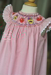 Image 4 of Hand Smocked Apples + Crayons Bishop