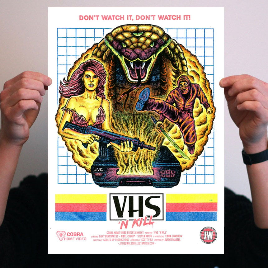 Image of VHS 'N KILL - A3 risograph print