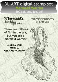 Mermaid Warrior digital stamp set