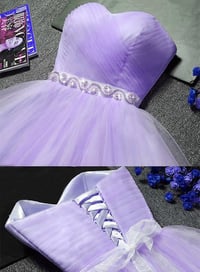 Image 2 of Tulle Sweetheart Light Purple Short Prom Dress, Homecoming Dress