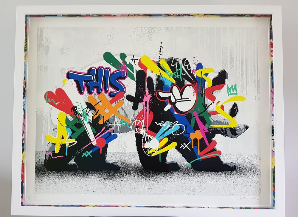 MARTIN WHATSON - PANDA - 24 COLOUR SCREENPRINT - CUSTOM FRAMED WITH HAND PAINTED MW SPACERS