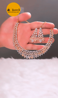 Image 5 of Risha CZ Gold-Stunning Australian Diamond Necklace Set
