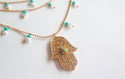 Hamsa Triple Pearls Necklace