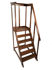 Image 1 of 19th C French Oak Library Ladder