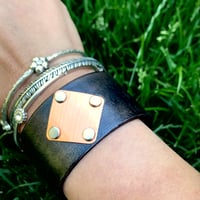 Image 2 of Diamonds are a girls best friend leather cuff