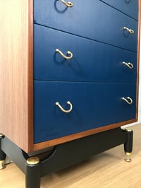 Image 4 of Vintage Mid Century Modern Retro G Plan Chest of Drawers Tallboy painted in Dark Royal Blue 