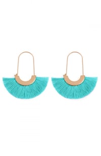 Image 1 of Turquoise Tassel Earrings 