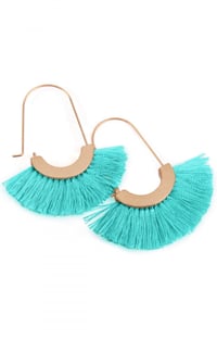 Image 2 of Turquoise Tassel Earrings 