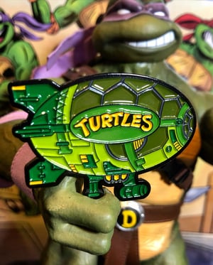 Image of 2” Turtle Blimp Soft Enamel Pin (Playmates)