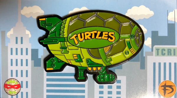 Image of 2” Turtle Blimp Soft Enamel Pin (Playmates)