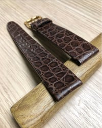 Image 2 of Hand-rolled Alligator flank vintage strap - double brown