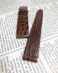 Image 1 of Hand-rolled Alligator flank vintage strap - double brown