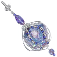 Image 1 of Fairy Aura Chalcedony Rosette Wire Wrapped Pendant