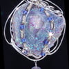 Fairy Aura Chalcedony Rosette Wire Wrapped Pendant