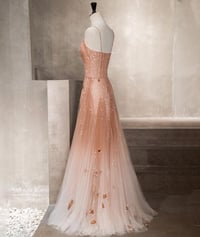Image 2 of Charming Pink Gradient Tulle Beaded Long Party Dress, A-line Evening Dress