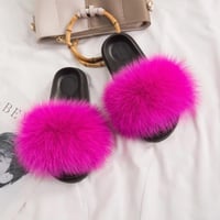 Pink fur slides 