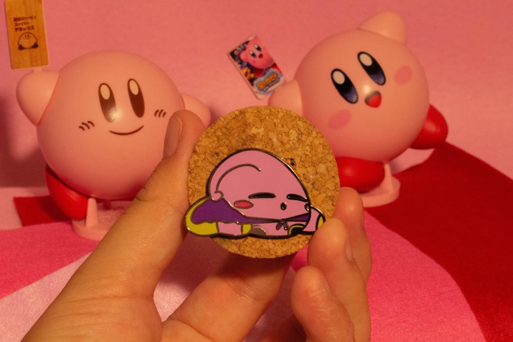 Image of Majin Kirby Soft Enamel Pin Dragon Ball Super X Smash Bros Collection