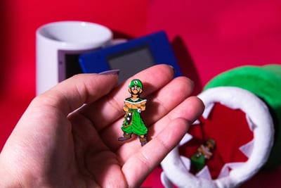Image of Luigi x G.O.D (God of Destruction) Soft Enamel Pin Dragon Ball Super X Smash Bros Collection