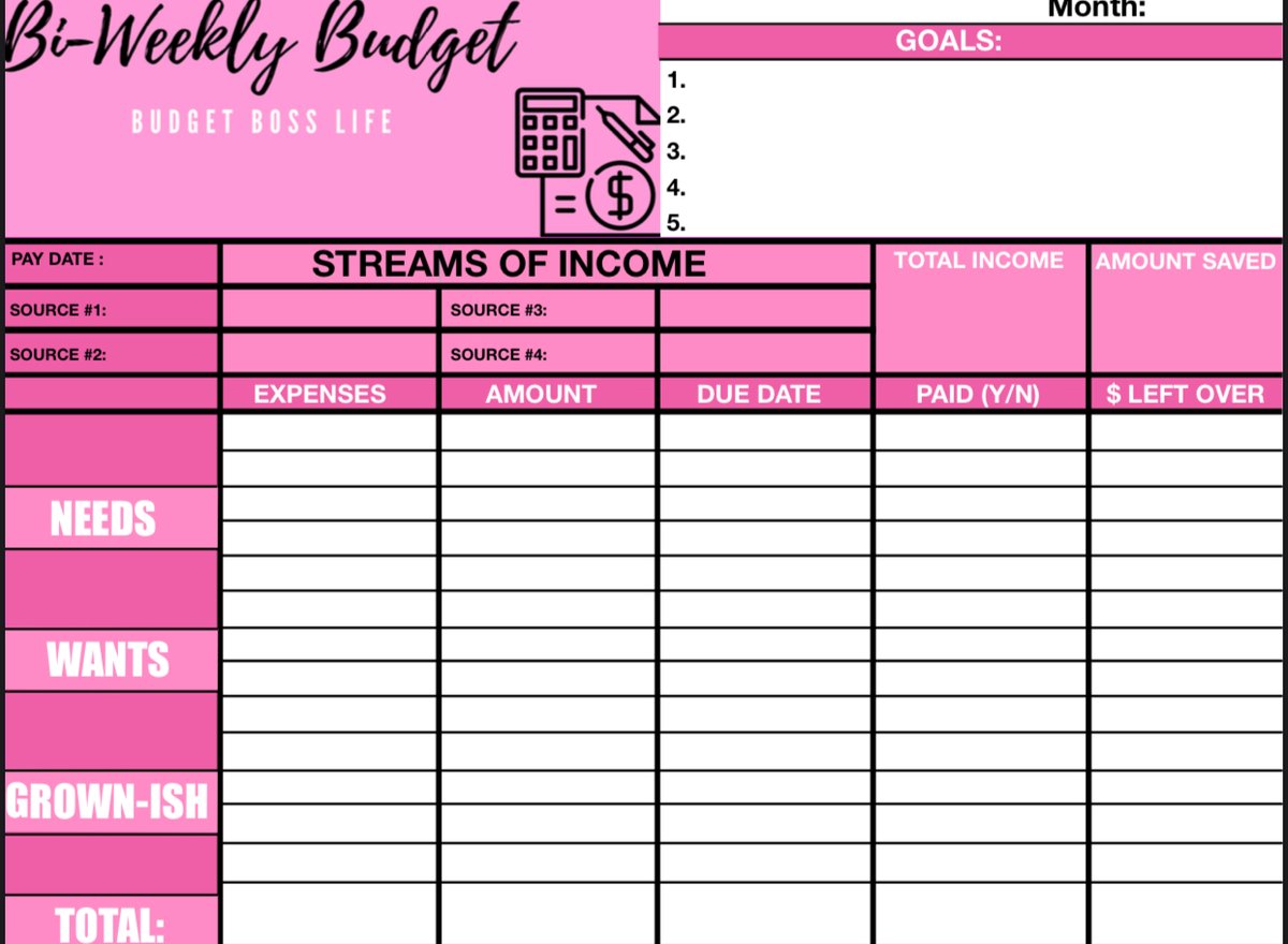 Bi weekly budget worksheet pdf