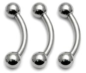 Image of Steel Curved Barbell Banana piercing Bar - 1.6mm - 2.4mm