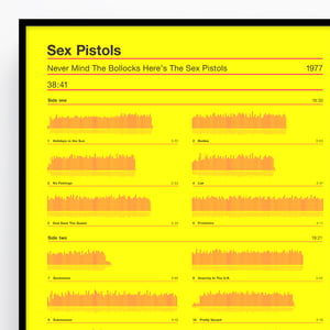 Image of Sex Pistols, Mind The Bollocks Here's The Sex Pistols – Album sound wave screen print. 