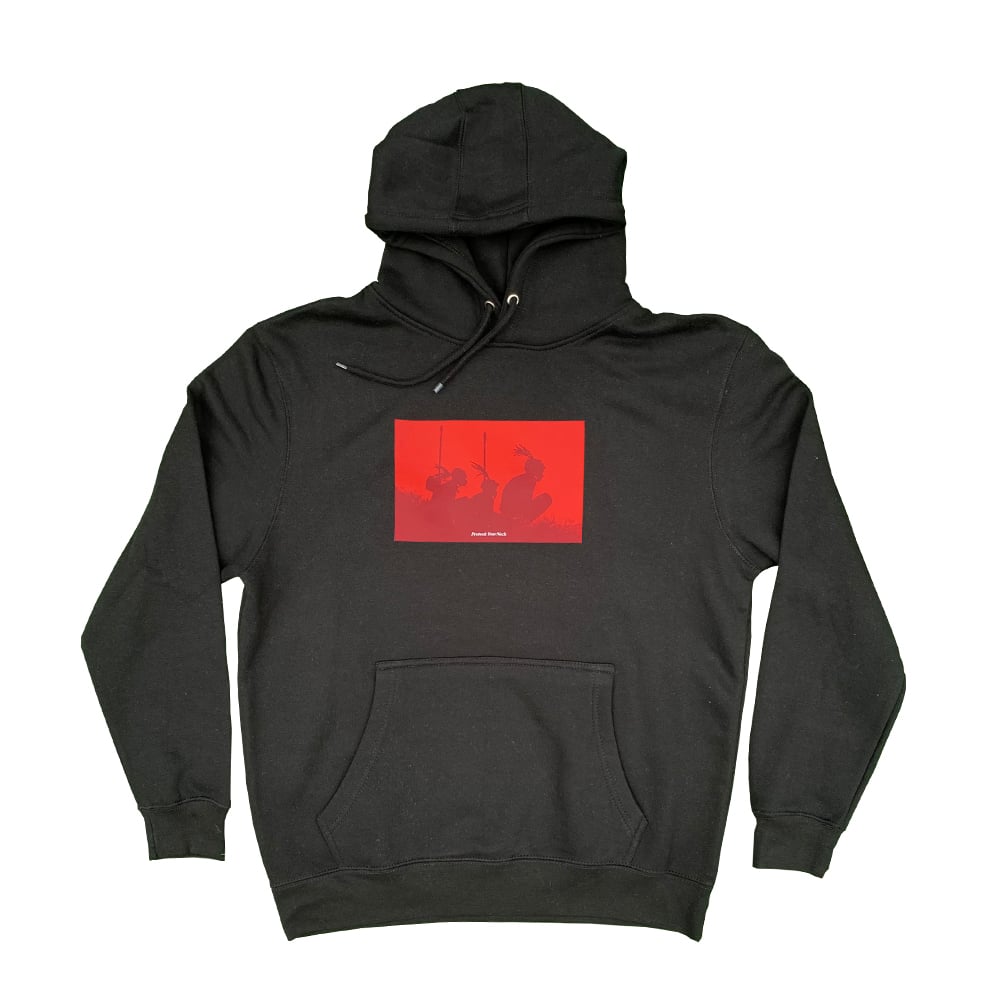 Protect Your Neck Black Hoodie - Red | KAMPEON CO