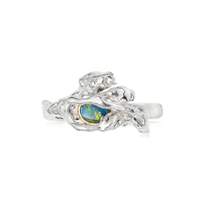 Image of Gold + Silver Caged Opal Ring 