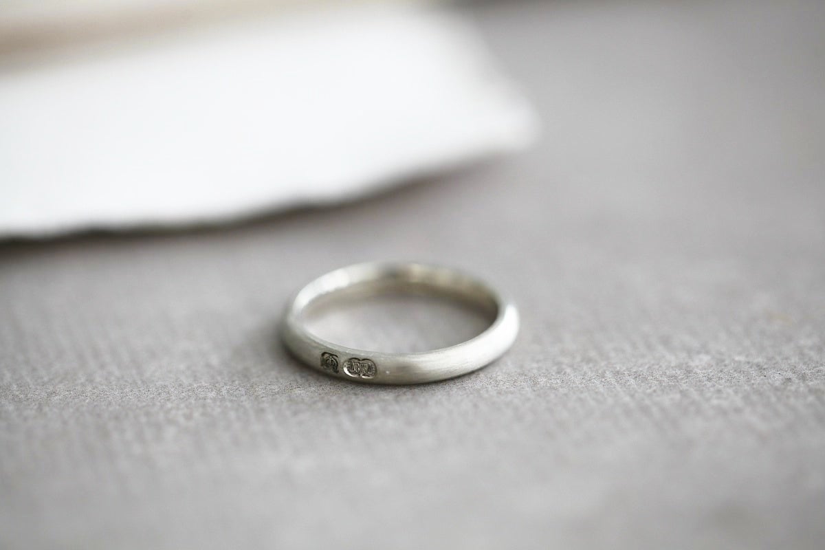 Image of 9ct white gold 3mm matte finish ring