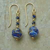 Image 5 of Blue swirled glass earrings 