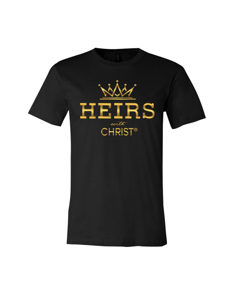 Image of BLACK (GOLD VYNIL) "JOINT HEIRS WITH CHRIST" UNISEX TEE 