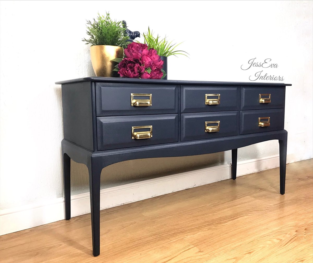 Stag Minstrel Console Table / Dressing Table painted one Navy Blue