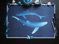 Image 1 of Midnight Blues Dancing Blue Sharks Fine Art Print