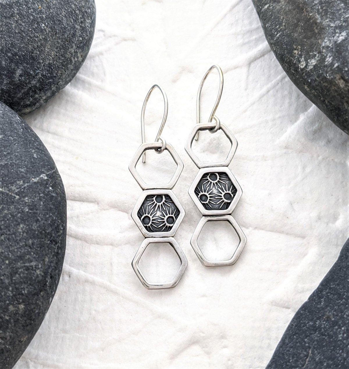 Image of Triple Hexagon Sunburst Earrings