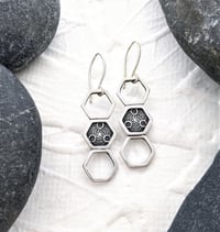 Image 2 of Triple Hexagon Sunburst Earrings