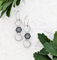 Image 3 of Triple Hexagon Sunburst Earrings