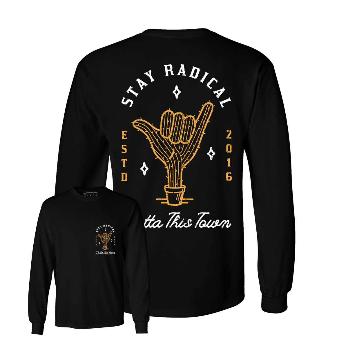 Image of Shaka Cactus Long Sleeve T-shirt | Black 🌵