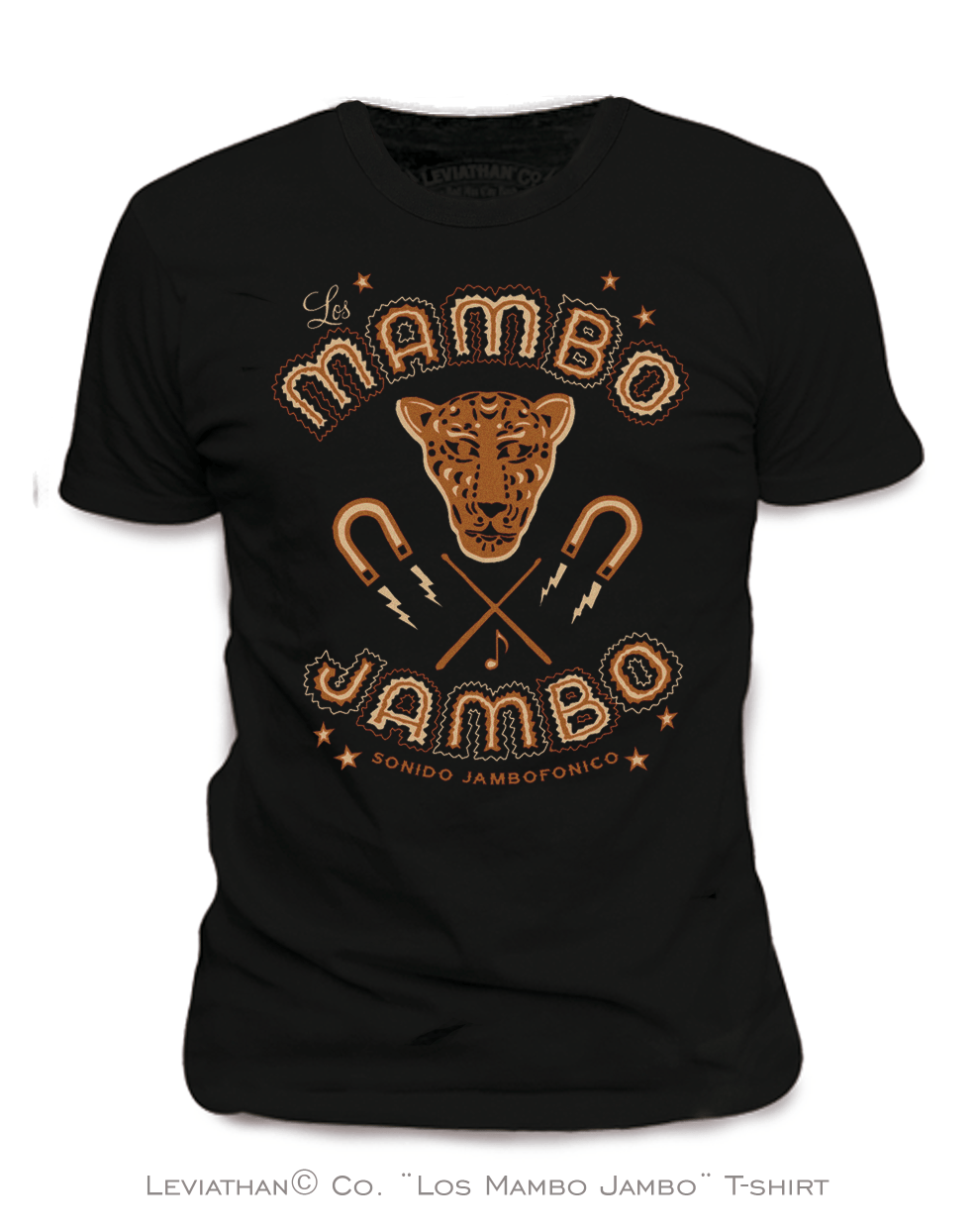 Camiseta Los Mambo Jambo - Sonido Jambofónico - Negra - Chico
